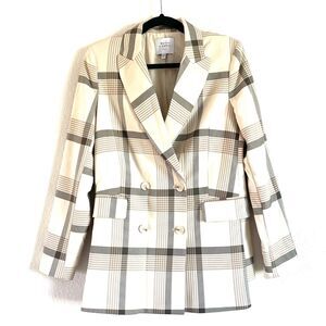 Anthro Maison d' Amélie Paris Women’s Tartan Plaid Oversized Blazer